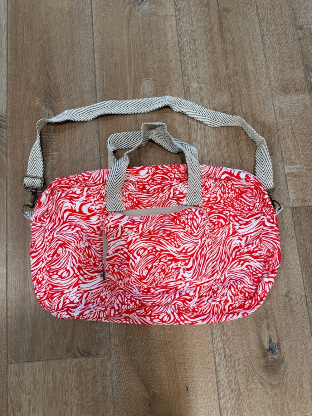 Maaji Red and White Swirl Travel Duffle Bag